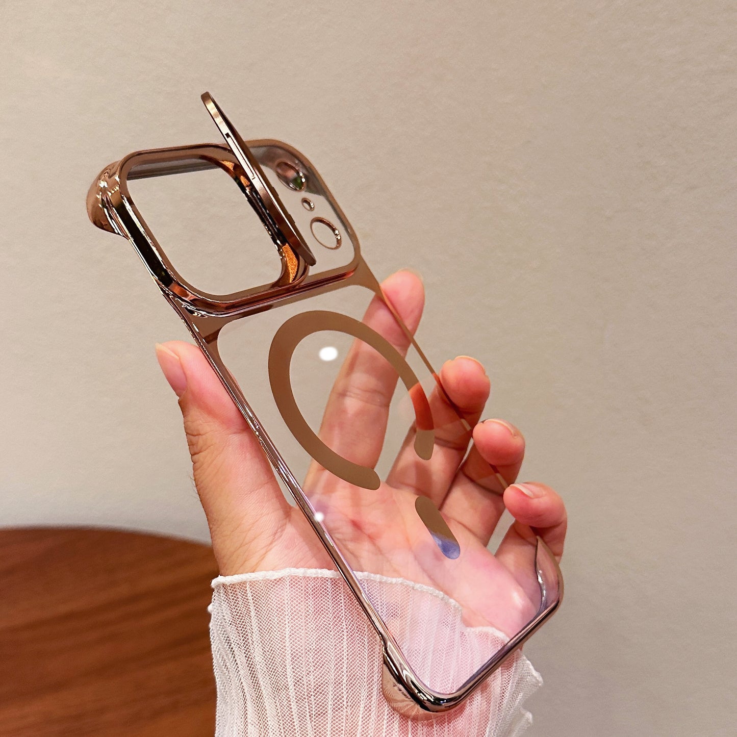 MagSafe Clear Kickstand Case for iPhone 17 – Lens Ring Stand, Edge-to-Edge Crystal Protection