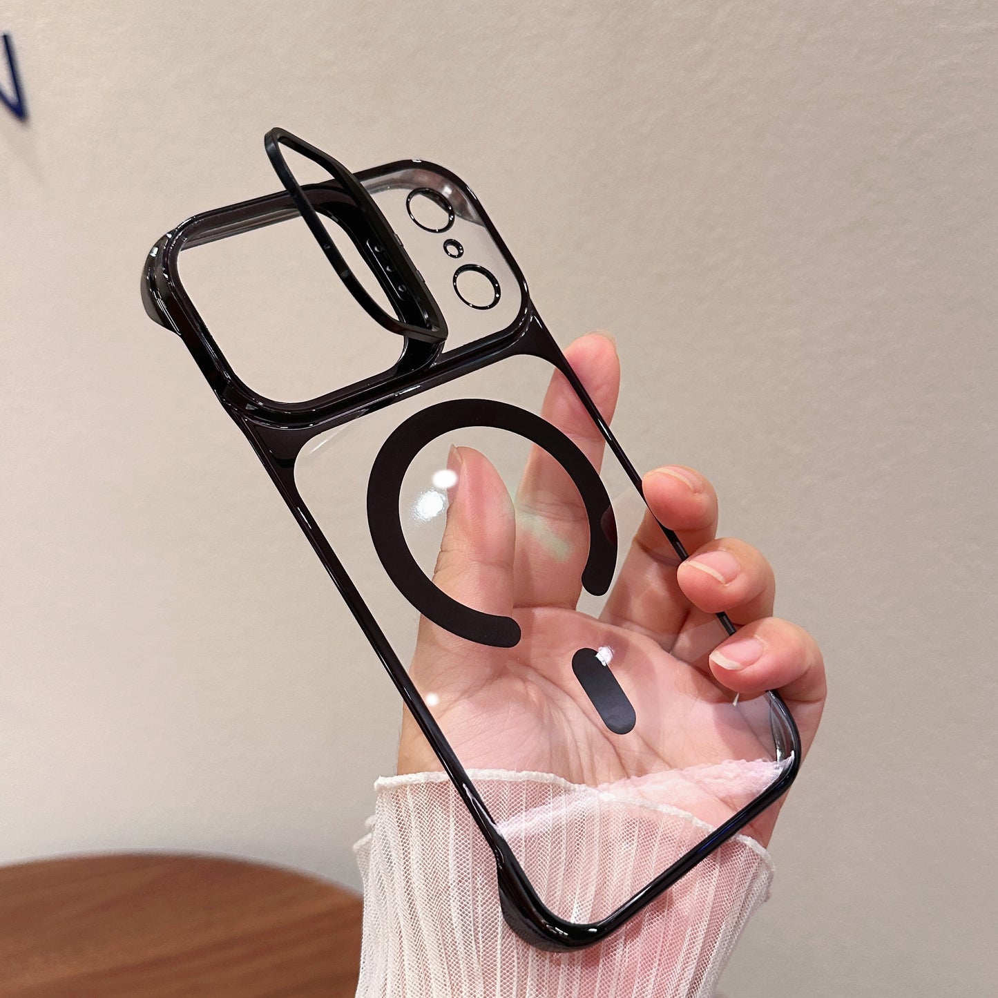 MagSafe Clear Kickstand Case for iPhone 17 – Lens Ring Stand, Edge-to-Edge Crystal Protection